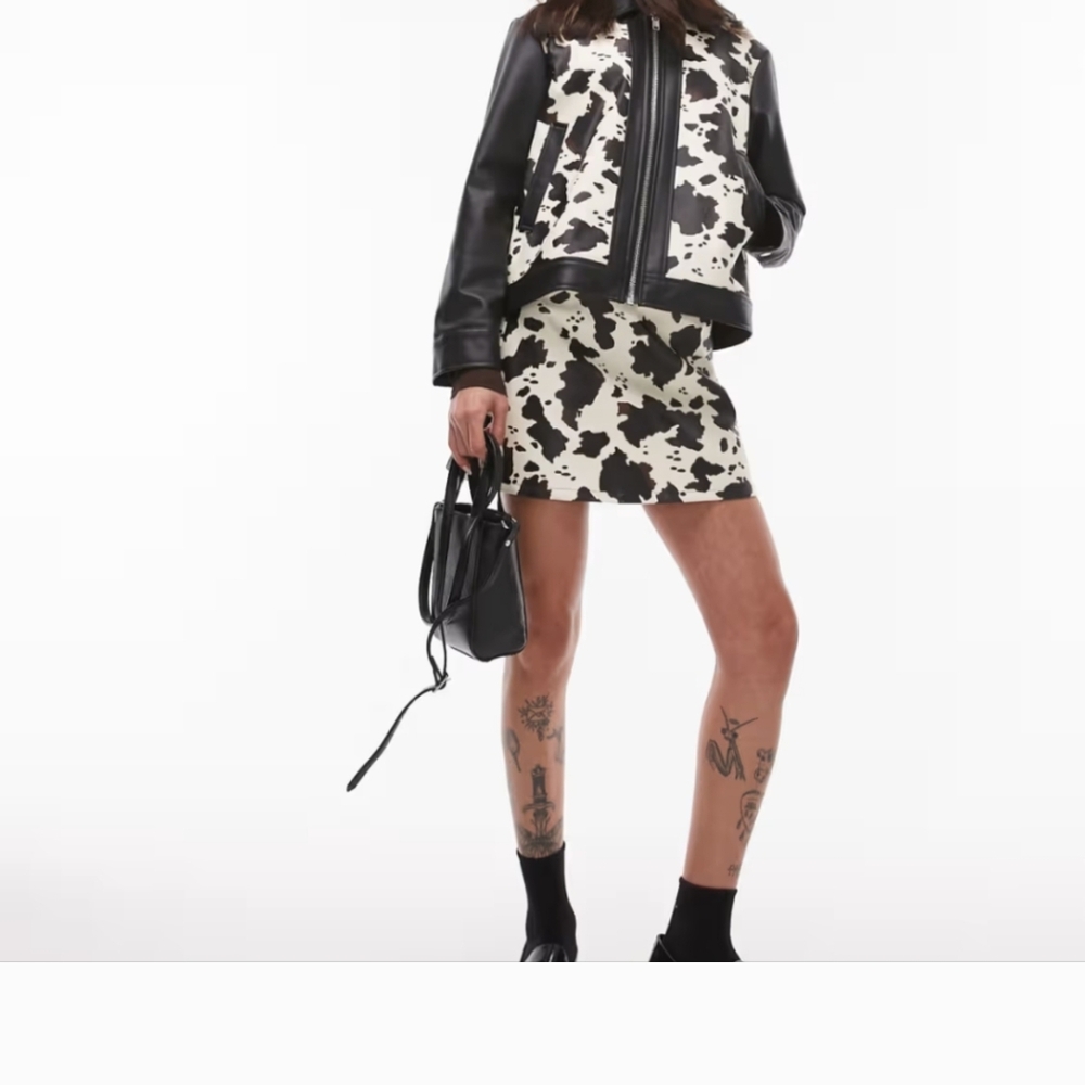 Resume Cow Print A-line Mini Skirt